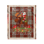 Personalized Gift Plaid Tartan Blanket Clan Davidson Dress Dancers With Moose Lover Xmas Gift Santa Riding Christmas Fleece Blanket