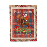 Personalized Gift Plaid Tartan Blanket Clan Hamilton Ancient With Moose Lover Xmas Gift Santa Riding Christmas Fleece Blanket