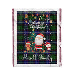 Personalized Gift Tartan Plaid Blanket Clan Russell With Funny Santa Snowman Reindeer Merry Christmas Fleece Blanket, Home Living Room, Plaid Blanket, Tartan Blanket, Scottish Blanket, Buffalo fleece blanket, Christmas Blanket