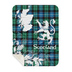Scotstee Shop - Tartan Blanket Thistle and Lion Scottish Clan Galbraith Ancient Plaid Blanket - Sherpa Blanket