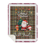 Personalized Gift Tartan Plaid Blanket Clan Scott Green Weathered With Funny Santa Snowman Reindeer Merry Christmas Gift Sherpa Blanket, blue plaid sherpa blanket,blue tartan sherpa blanket,Buchan,buffalo plaid sherpa blanket,christmas sherpa blanket,Christmas Throw Blanket