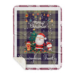 Personalized Gift Tartan Plaid Blanket Clan Cunningham Dress Blue With Funny Santa Snowman Reindeer Merry Christmas Gift Sherpa Blanket, blue plaid sherpa blanket,blue tartan sherpa blanket,Buchan,buffalo plaid sherpa blanket,christmas sherpa blanket,Christmas Throw Blanket