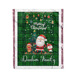 Personalized Gift Tartan Plaid Blanket Clan Dunbar Hunting With Funny Santa Snowman Reindeer Merry Christmas Fleece Blanket, Home Living Room, Plaid Blanket, Tartan Blanket, Scottish Blanket, Buffalo fleece blanket, Christmas Blanket
