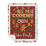 Personalized Gift Tartan Plaid Blanket Clan Fenton With Christmas Cookie Baking Crew Christmas Gift Sherpa Blanket, tartan sherpa blanket,buffalo plaid sherpa blanket,christmas sherpa blanket,Christmas Throw Blanket,green plaid sherpa blanket,green sherpa blanket