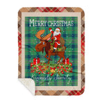 Personalized Gift Plaid Tartan Blanket Clan Kennedy Ancient With Moose Lover Xmas Gift Santa Riding Buffalo Plaid Christmas Sherpa Blanket