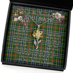 To My Beautiful Soulmate Sunflower Necklace In Your Eyes I Have Found My Home Clan Bisset Pattern Tartan Jewelry For Girlfriend, Tartan Sunflower Pendant Necklace, Scottish Tartan Jewelry, valentine necklace, necklace girlfriend, necklace for wife, cute necklaces for girlfriend, jewelry for girlfriend, to my soulmate necklace, to my future wife necklace
