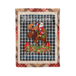 Personalized Gift Plaid Tartan Blanket Clan Gladstone With Moose Lover Xmas Gift Santa Riding Christmas Fleece Blanket