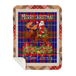 Personalized Gift Plaid Tartan Blanket Clan Pentland With Moose Lover Xmas Gift Santa Riding Buffalo Plaid Christmas Sherpa Blanket