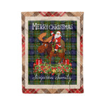 Personalized Gift Plaid Tartan Blanket Clan Ferguson Modern With Moose Lover Xmas Gift Santa Riding Christmas Fleece Blanket