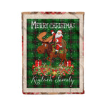 Personalized Gift Plaid Tartan Blanket Clan Kinloch With Moose Lover Xmas Gift Santa Riding Christmas Fleece Blanket