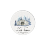Scotstee Shop - Personalize Name Family New Home Rustic Winter Landscape Christmas Ceramic Ornament, Our First Christmas Circle Ornament