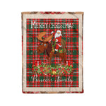 Personalized Gift Plaid Tartan Blanket Clan Princess Margaret With Moose Lover Xmas Gift Santa Riding Christmas Fleece Blanket
