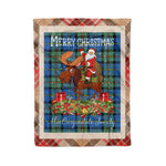 Personalized Gift Plaid Tartan Blanket Clan MacCorquodale With Moose Lover Xmas Gift Santa Riding Christmas Fleece Blanket