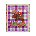 Personalized Gift Plaid Tartan Blanket Clan Dunlop Dress With Moose Lover Xmas Gift Santa Riding Christmas Fleece Blanket