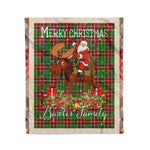 Personalized Gift Plaid Tartan Blanket Clan Baxter Modern With Moose Lover Xmas Gift Santa Riding Christmas Fleece Blanket