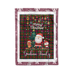 Personalized Gift Tartan Plaid Blanket Clan Graham Red With Funny Santa Snowman Reindeer Merry Christmas Fleece Blanket, Christmas Blanket, Plaid Blanket, Tartan Blanket,Scottish Blanket