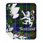 Sherpa Blanket - Tartan Blanket Thistle and Lion Scottish Clan MacLeod Plaid Blanket, plaid sherpa blanket queen,purple sherpa blanket,queen sherpa blanket,queen size sherpa blanket,red sherpa blanket,scottish tartan blankets,sherpa blanket,sherpa christmas blanket