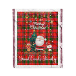 Personalized Gift Tartan Plaid Blanket Clan Sandilands Red With Funny Santa Snowman Reindeer Merry Christmas Fleece Blanket, Home Living Room, Plaid Blanket, Tartan Blanket, Scottish Blanket, Buffalo fleece blanket, Christmas Blanket