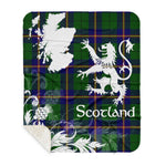 Sherpa Blanket - Tartan Blanket Thistle and Lion Scottish Clan Carmichael Modern Plaid Blanket, plaid sherpa blanket queen,purple sherpa blanket,queen sherpa blanket,queen size sherpa blanket,red sherpa blanket,scottish tartan blankets,sherpa blanket,sherpa christmas blanket