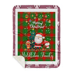 Personalized Gift Tartan Plaid Blanket Clan Middleton With Funny Santa Snowman Reindeer Merry Christmas Gift Sherpa Blanket, blue plaid sherpa blanket,blue tartan sherpa blanket,Buchan,buffalo plaid sherpa blanket,christmas sherpa blanket,Christmas Throw Blanket