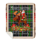 Personalized Gift Plaid Tartan Blanket Clan Webster With Moose Lover Xmas Gift Santa Riding Buffalo Plaid Christmas Sherpa Blanket