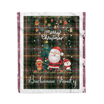 Personalized Gift Tartan Plaid Blanket Clan Buchanan Hunting With Funny Santa Snowman Reindeer Merry Christmas Fleece Blanket, Home Living Room, Plaid Blanket, Tartan Blanket, Scottish Blanket, Buffalo fleece blanket, Christmas Blanket
