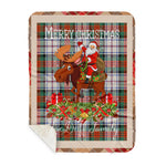 Personalized Gift Plaid Tartan Blanket Clan MacDuff Dress Ancient With Moose Lover Xmas Gift Santa Riding Buffalo Plaid Christmas Sherpa Blanket
