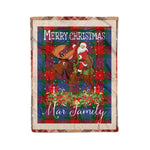 Personalized Gift Plaid Tartan Blanket Clan Mar With Moose Lover Xmas Gift Santa Riding Christmas Fleece Blanket
