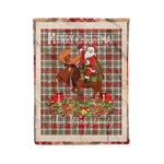 Personalized Gift Plaid Tartan Blanket Clan MacAlister Dress With Moose Lover Xmas Gift Santa Riding Christmas Fleece Blanket