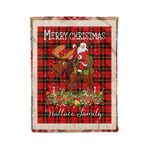 Personalized Gift Plaid Tartan Blanket Clan Wallace With Moose Lover Xmas Gift Santa Riding Christmas Fleece Blanket