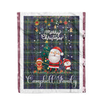 Personalized Gift Tartan Plaid Blanket Clan Campbell Argyll Modern With Funny Santa Snowman Reindeer Merry Christmas Fleece Blanket, Home Living Room, Plaid Blanket, Tartan Blanket, Scottish Blanket, Buffalo fleece blanket, Christmas Blanket