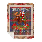 Personalized Gift Plaid Tartan Blanket Clan Fraser Hunting Modern With Moose Lover Xmas Gift Santa Riding Buffalo Plaid Christmas Sherpa Blanket