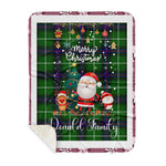 Personalized Gift Tartan Plaid Blanket Clan Donald MacDonald With Funny Santa Snowman Reindeer Merry Christmas Gift Sherpa Blanket, blue plaid sherpa blanket,blue tartan sherpa blanket,Buchan,buffalo plaid sherpa blanket,christmas sherpa blanket,Christmas Throw Blanket