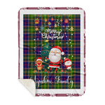 Personalized Gift Tartan Plaid Blanket Clan Ayrshire With Funny Santa Snowman Reindeer Merry Christmas Gift Sherpa Blanket, blue plaid sherpa blanket,blue tartan sherpa blanket,Buchan,buffalo plaid sherpa blanket,christmas sherpa blanket,Christmas Throw Blanket