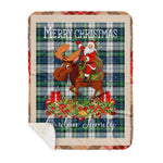 Personalized Gift Plaid Tartan Blanket Clan Gordon Dress Ancient With Moose Lover Xmas Gift Santa Riding Buffalo Plaid Christmas Sherpa Blanket