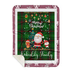 Personalized Gift Tartan Plaid Blanket Clan Kirkcaldy With Funny Santa Snowman Reindeer Merry Christmas Gift Sherpa Blanket, blue plaid sherpa blanket,blue tartan sherpa blanket,Buchan,buffalo plaid sherpa blanket,christmas sherpa blanket,Christmas Throw Blanket