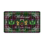 Doormat - Welcome Mat Scottish Clan Crosbie Tartan Door Mat, Plaid Doormat With Thistle and Two Lion Scottish
