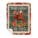 Personalized Gift Plaid Tartan Blanket Clan Craig Ancient With Moose Lover Xmas Gift Santa Riding Buffalo Plaid Christmas Sherpa Blanket