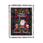 Personalized Gift Tartan Plaid Blanket Clan Tennant With Funny Santa Snowman Reindeer Merry Christmas Fleece Blanket, Home Living Room, Plaid Blanket, Tartan Blanket, Scottish Blanket, Buffalo fleece blanket, Christmas Blanket