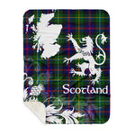 Sherpa Blanket - Tartan Blanket Thistle and Lion Scottish Clan Malcolm Plaid Blanket, plaid sherpa blanket queen,purple sherpa blanket,queen sherpa blanket,queen size sherpa blanket,red sherpa blanket,scottish tartan blankets,sherpa blanket,sherpa christmas blanket