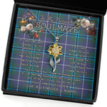 To My Beautiful Soulmate Sunflower Necklace In Your Eyes I Have Found My Home Clan Glen Tartan Jewelry For Girlfriend, Tartan Sunflower Pendant Necklace, Scottish Tartan Jewelry, valentine necklace, necklace girlfriend, necklace for wife, cute necklaces for girlfriend, jewelry for girlfriend, to my soulmate necklace, to my future wife necklace
