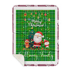 Personalized Gift Tartan Plaid Blanket Clan Galloway Hunting With Funny Santa Snowman Reindeer Merry Christmas Gift Sherpa Blanket, blue plaid sherpa blanket,blue tartan sherpa blanket,Buchan,buffalo plaid sherpa blanket,christmas sherpa blanket,Christmas Throw Blanket