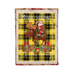 Personalized Gift Plaid Tartan Blanket Clan Barclay With Moose Lover Xmas Gift Santa Riding Christmas Fleece Blanket