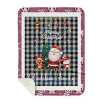 Personalized Gift Tartan Plaid Blanket Clan Gladstone With Funny Santa Snowman Reindeer Merry Christmas Gift Sherpa Blanket, blue plaid sherpa blanket,blue tartan sherpa blanket,Buchan,buffalo plaid sherpa blanket,christmas sherpa blanket,Christmas Throw Blanket