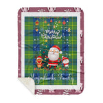 Personalized Gift Tartan Plaid Blanket Clan Marjoribanks Ancient With Funny Santa Snowman Reindeer Merry Christmas Gift Sherpa Blanket, blue plaid sherpa blanket,blue tartan sherpa blanket,Buchan,buffalo plaid sherpa blanket,christmas sherpa blanket,Christmas Throw Blanket
