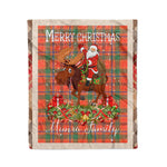 Personalized Gift Plaid Tartan Blanket Clan Munro Ancient With Moose Lover Xmas Gift Santa Riding Christmas Fleece Blanket