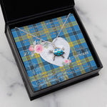 Sea Turtle Necklace Gift for My Beautiful Girlfriend Valentines Necklace Clan Laing Tartan Blue Turtle Necklace