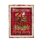 Personalized Gift Plaid Tartan Blanket Clan Murray of Tulloch With Moose Lover Xmas Gift Santa Riding Christmas Fleece Blanket