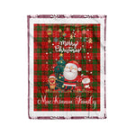 Personalized Gift Tartan Plaid Blanket Clan MacKinnon Modern With Funny Santa Snowman Reindeer Merry Christmas Fleece Blanket, Home Living Room, Plaid Blanket, Tartan Blanket, Scottish Blanket, Buffalo fleece blanket, Christmas Blanket