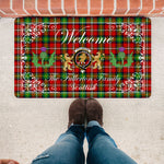 Doormat - Welcome Mat Scottish Clan Fullerton Tartan Door Mat, Plaid Doormat With Thistle and Two Lion Scottish